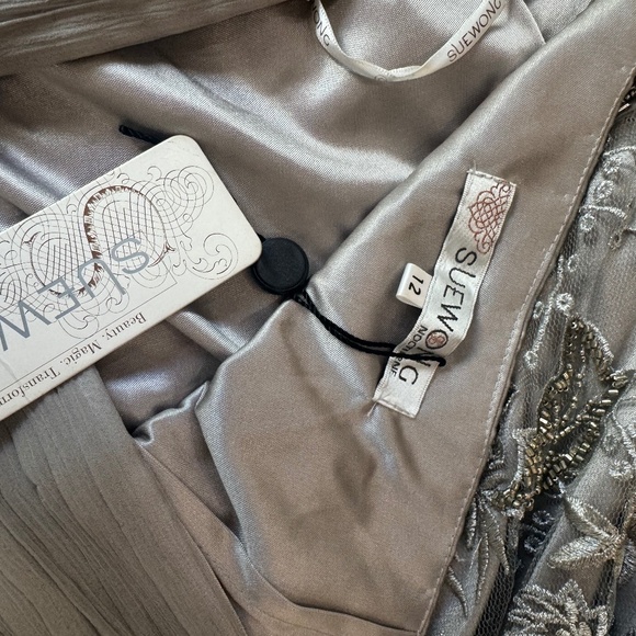 Sue Wong silver grey beaded dress w tags - Picture 1 of 3